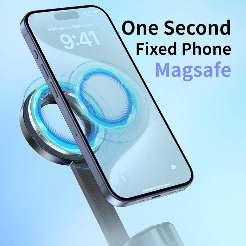 Magnetic Selfie Stick Tripod for iPhone & Android, 64” Compatible with MagSafe & Metal Ring Phones