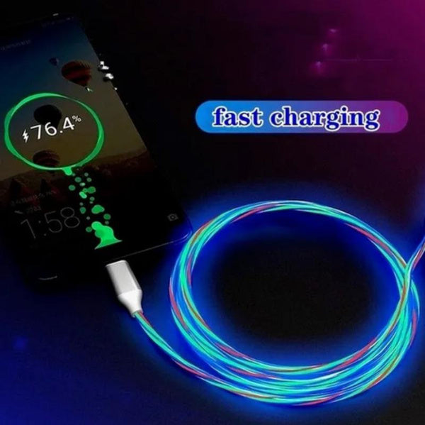 2023 Upgraded 3-in-1 LED USB Charger Cable –  Lightning Fast Charging for iPhone, USB-C, and Android Devices (1/2M)