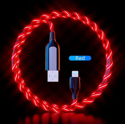 2023 Upgraded 3-in-1 LED USB Charger Cable –  Lightning Fast Charging for iPhone, USB-C, and Android Devices (1/2M)