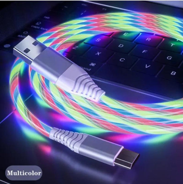 2023 Upgraded 3-in-1 LED USB Charger Cable –  Lightning Fast Charging for iPhone, USB-C, and Android Devices (1/2M)