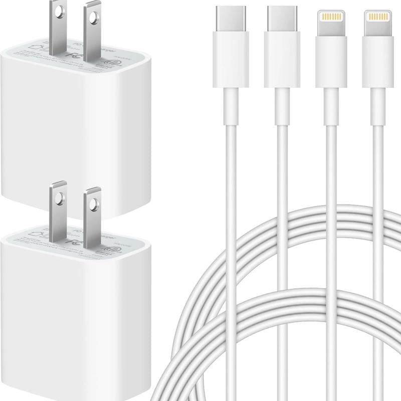 4-Pack 20W USB-C Fast Charger with 6FT USB-C to Lightning Cable for iPhone 14/14 Plus/14 Pro Max, 13/12/11, and More – High-Speed Charging Solution