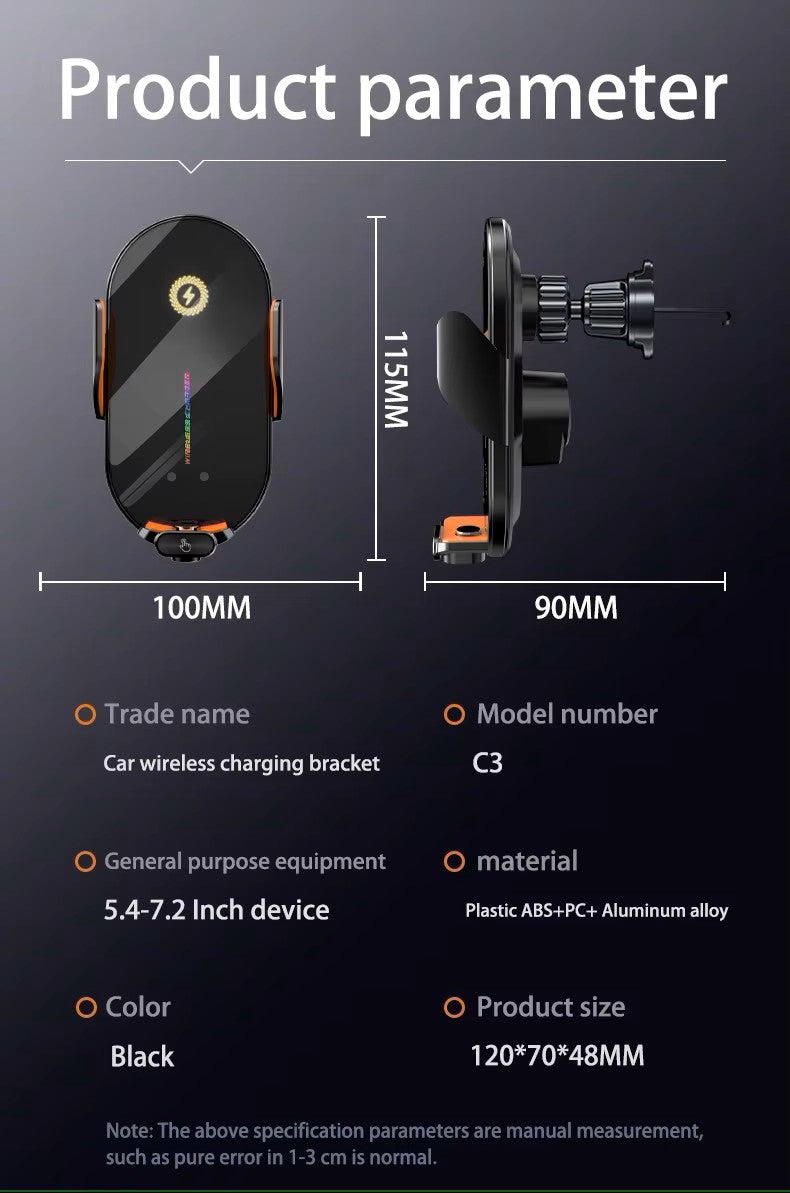 Wireless Car Phone Holder & 66W Fast Charging Station with Auto Infrared Induction, Compatible with iPhone 15/14/13/12 and Samsung