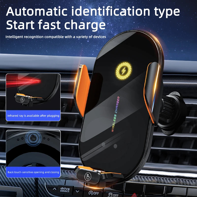 Car Wireless Phone Holder Stand 66W Fast Charging Station Charger Auto Infrared Induction for Iphone 15 14 13 12 Samsung Xiaomi