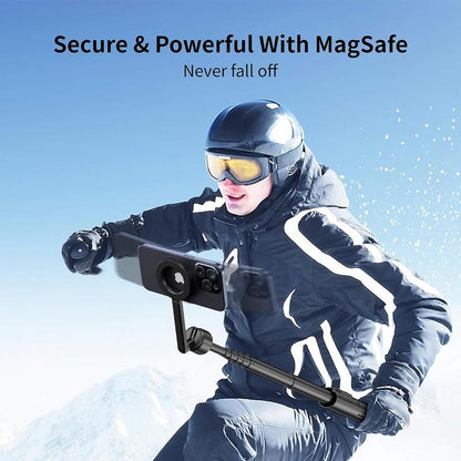 Magnetic Selfie Stick Tripod for iPhone & Android, 64” Compatible with MagSafe & Metal Ring Phones