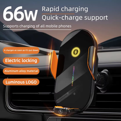 Car Wireless Phone Holder Stand 66W Fast Charging Station Charger Auto Infrared Induction for Iphone 15 14 13 12 Samsung Xiaomi