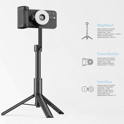 Magnetic Selfie Stick Tripod for iPhone & Android, 64” Compatible with MagSafe & Metal Ring Phones