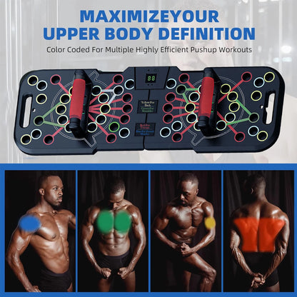 60-in-1 Multi-Function Push-Up Board with Smart Counter, Foldable & Portable Push-Up Handles for Floor Use, Professional Strength Training Equipment for Home Workouts
